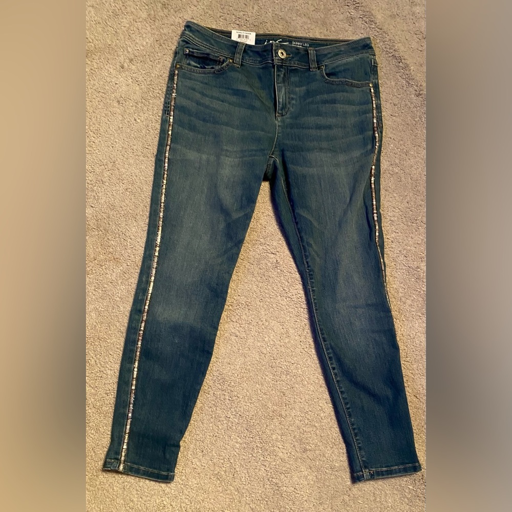 NWT - INC Skinny Jeans with Gold Stripe - Size 12 Petite